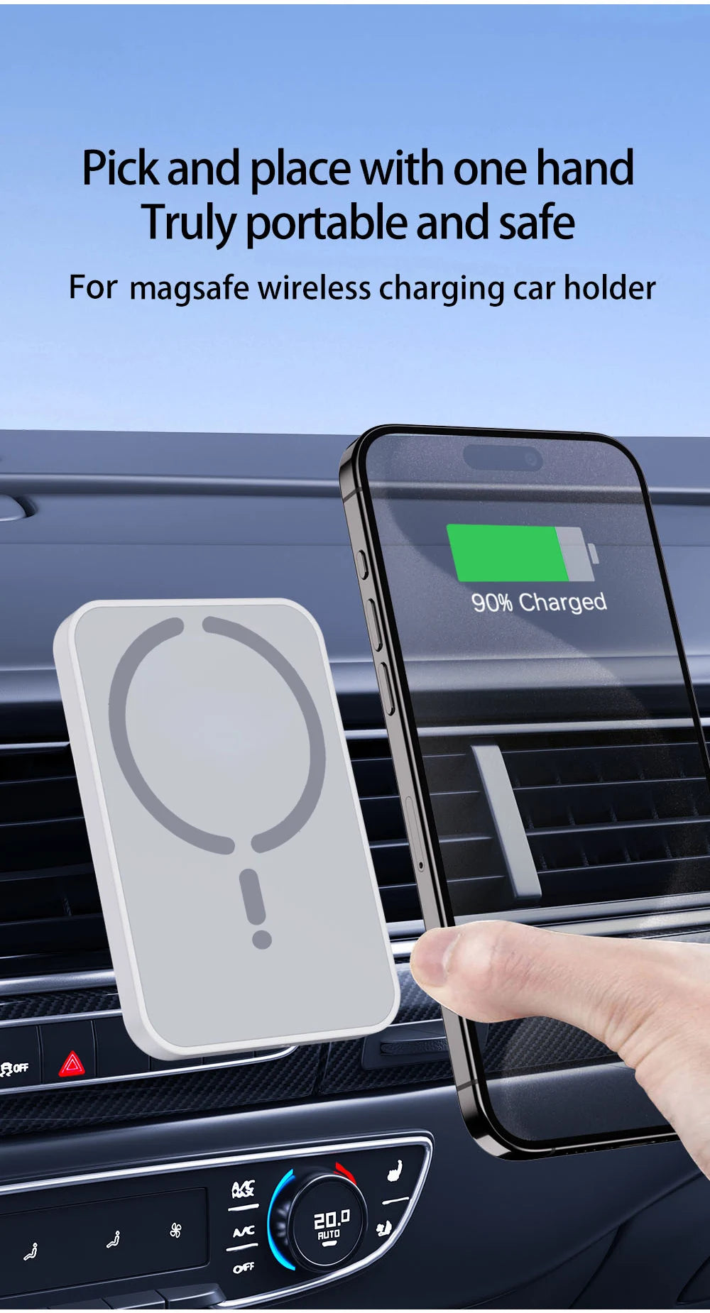 Magnetic Car Wireless Charger 15W For iPhone 12 13 14 15 & 16 Pro Max