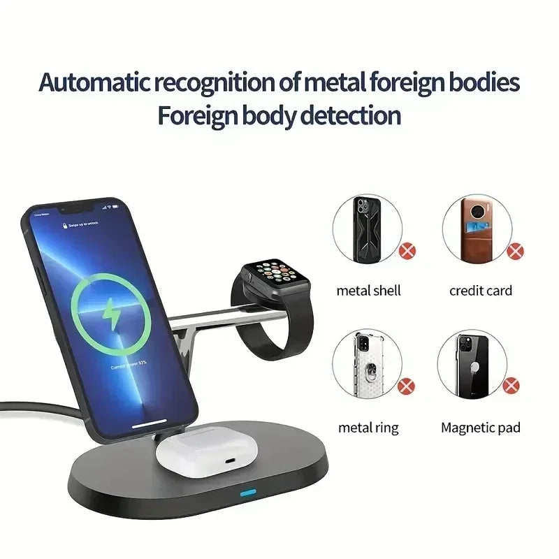 3 in 1 Magnetic Wireless Charging Station For iPhones, Air pods and Apple watches