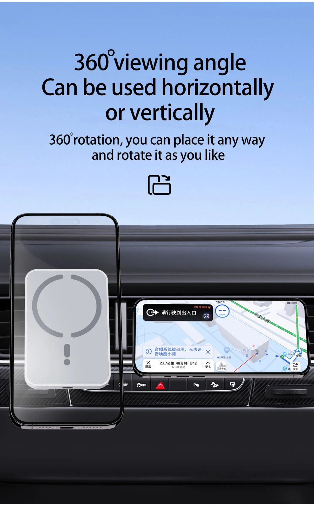 Magnetic Car Wireless Charger 15W For iPhone 12 13 14 15 & 16 Pro Max