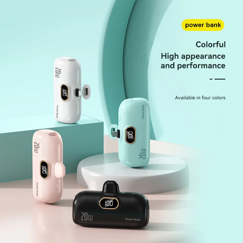 Mini 30000mAh Capsule Power Bank with Built In Cable (Type-C )