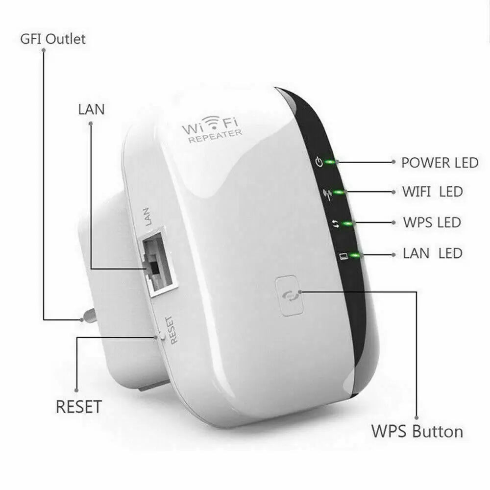 Obeross Wi-Fi Repeater 300Mbps - Modem Booster 2.4G UK Plug