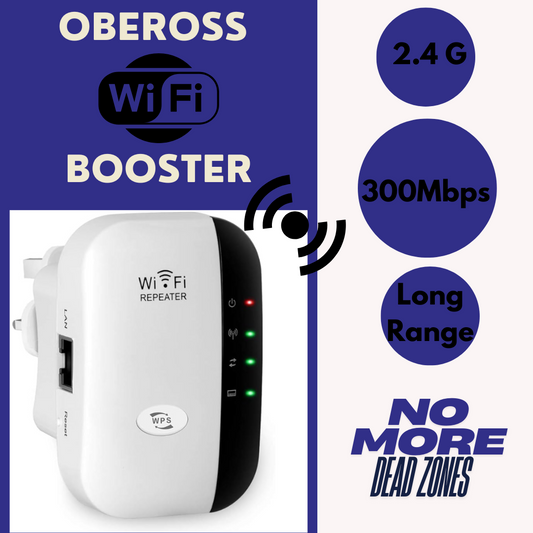 Obeross Wi-Fi Repeater 300Mbps - Modem Booster 2.4G UK Plug