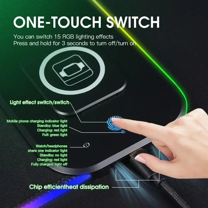 Magnetic Wireless Charging RGB Luminous Mouse Pad