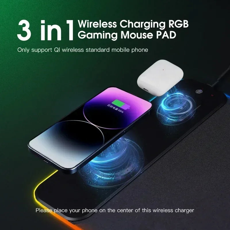 Magnetic Wireless Charging RGB Luminous Mouse Pad