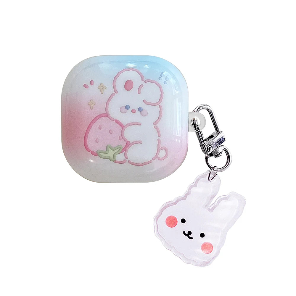 ''Rose Heart and Pink Bear Pendant'' Earphone Case For Galaxy Buds