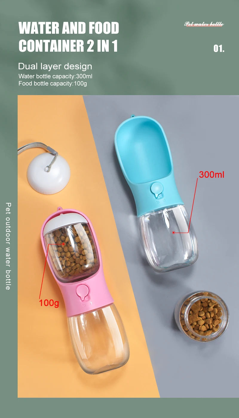 Portable Pet Water Cup Bottle with Food Dispenser