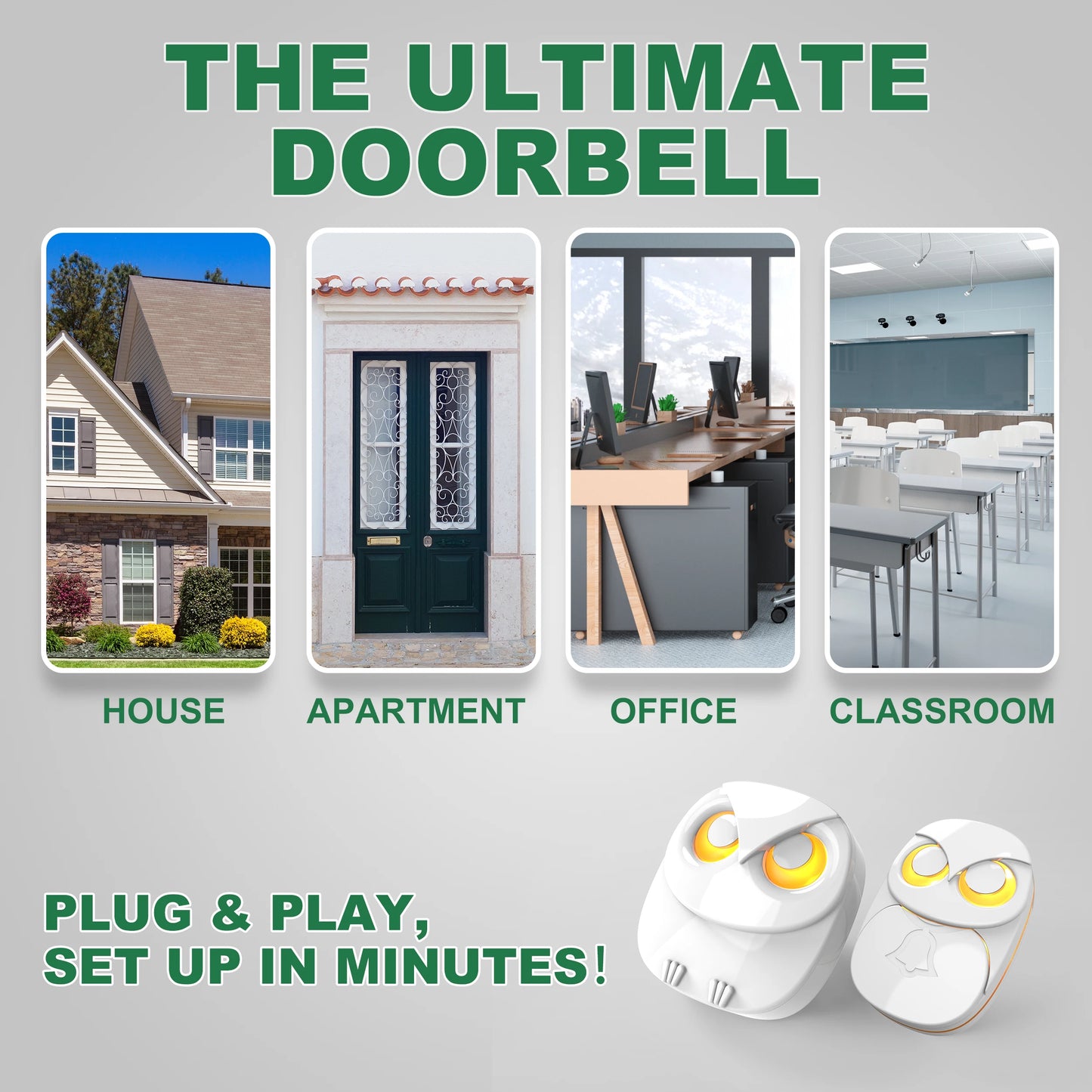 Owl Wireless Doorbell + Chime